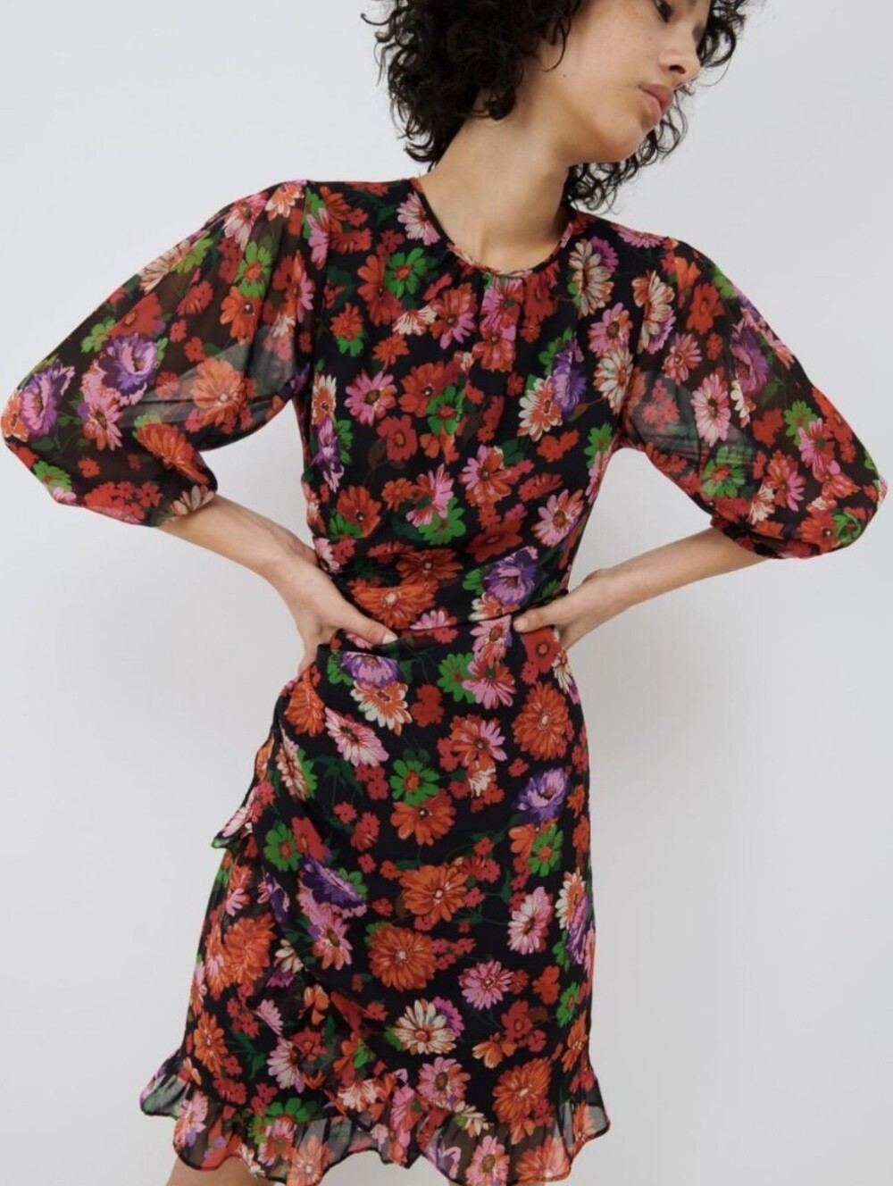 MARELLA Bacini Dress with Red, Purple & Green Floral Print